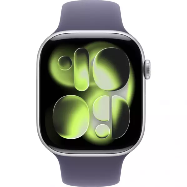 Apple Watch 11 46mm, Silver Aluminum, Purple Fog Sport Band, M/L